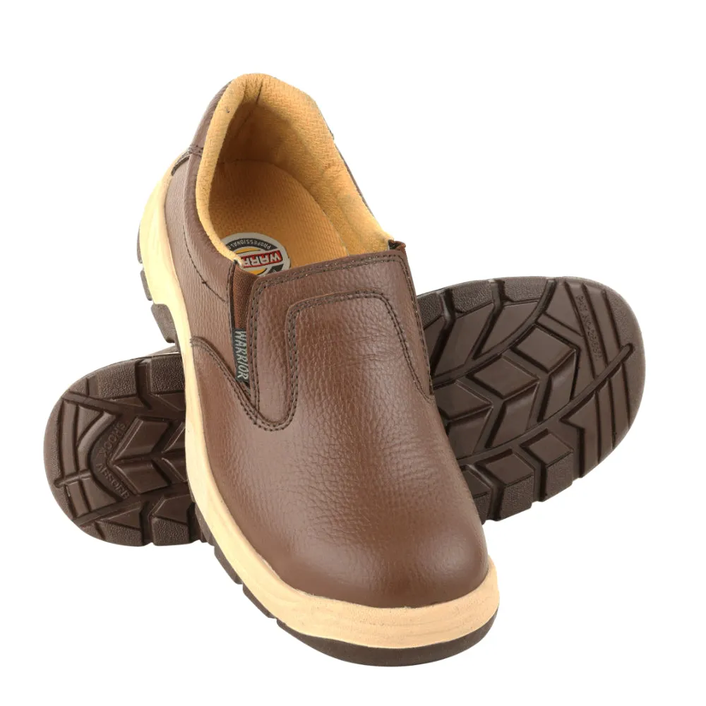 Warrior Slip On Steel Toe Double Density Brown Safety Shoes for Men 3003-123 By Liberty
