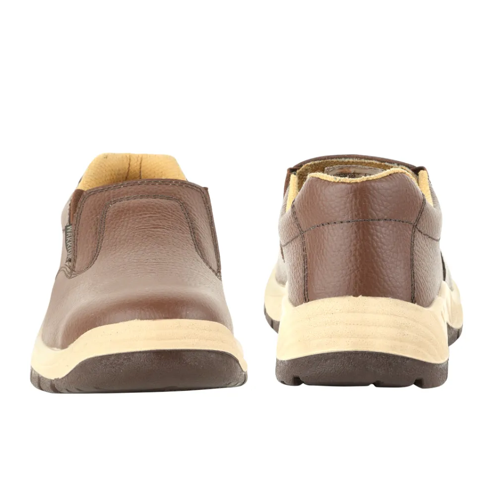 Warrior Slip On Steel Toe Double Density Brown Safety Shoes for Men 3003-123 By Liberty