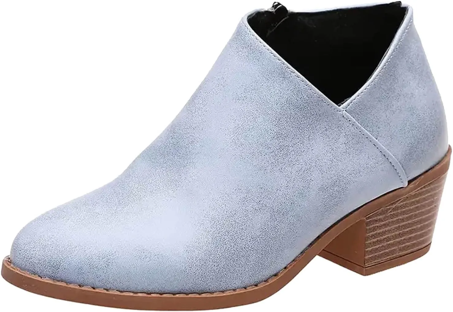 Women Ankle Low Heel Boots Dressy Short Boots for Women Low and Chunky Heels Pull on Fashion Casual Boots Pointed Toe