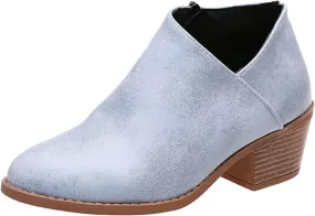 Women Ankle Low Heel Boots Dressy Short Boots for Women Low and Chunky Heels Pull on Fashion Casual Boots Pointed Toe