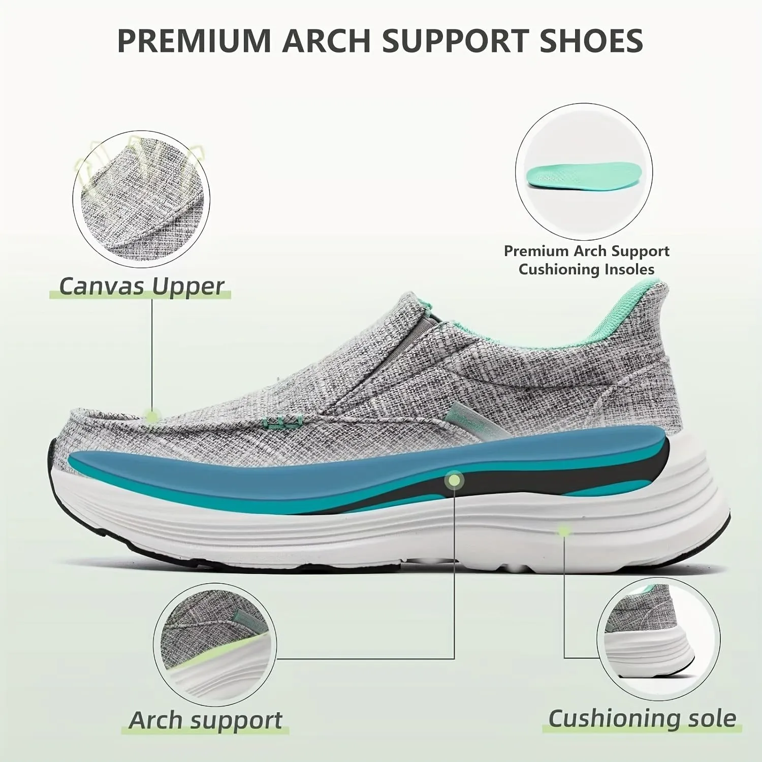 Women's Hands-Free Orthopedic Anti-Slip Casual Loafers,Fashionable Comfortable Lightweight Walking Shoes,Canvas Thick Sole Casual Shoes