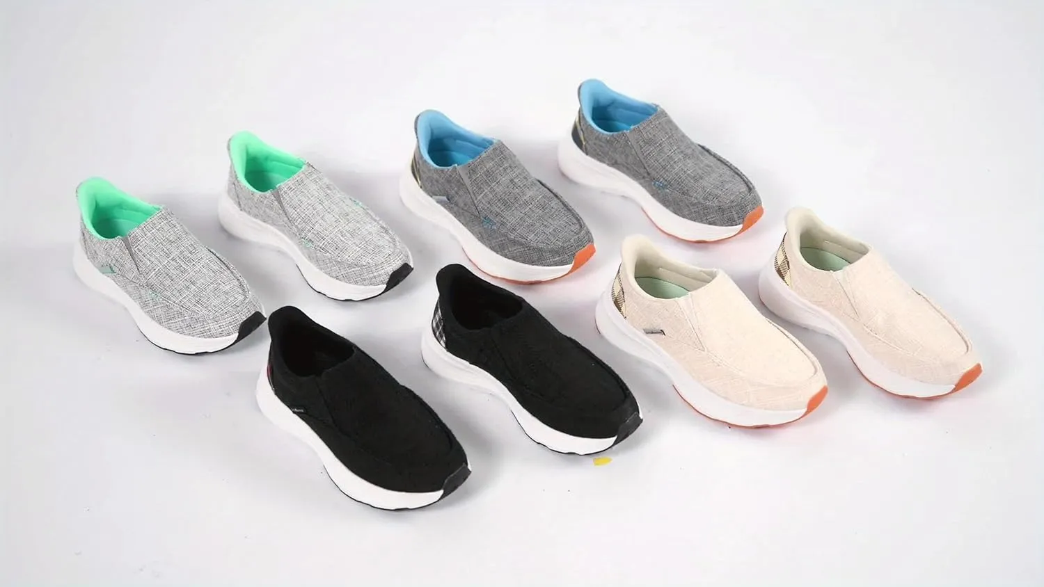 Women's Hands-Free Orthopedic Anti-Slip Casual Loafers,Fashionable Comfortable Lightweight Walking Shoes,Canvas Thick Sole Casual Shoes