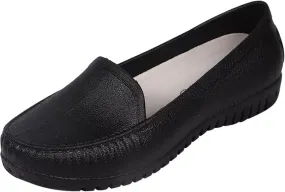 Women's Leather Shoes Orthopedic Slip-On Loafers Soft Walking Driving Shoes Business Work for Women Low Wedge Heel